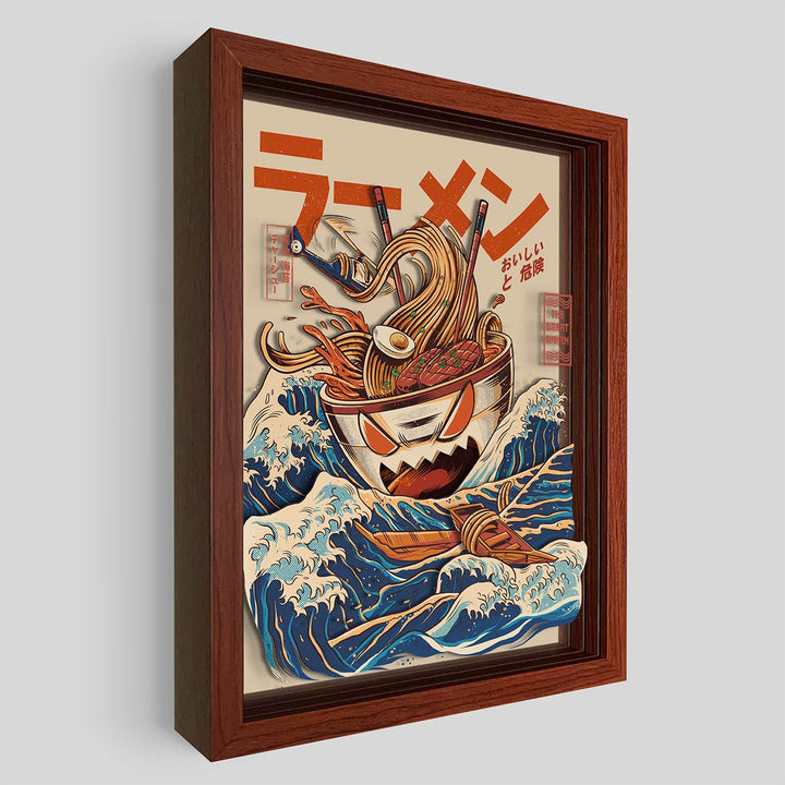 The Great Ramen Off Kanagawa Shadowbox Art