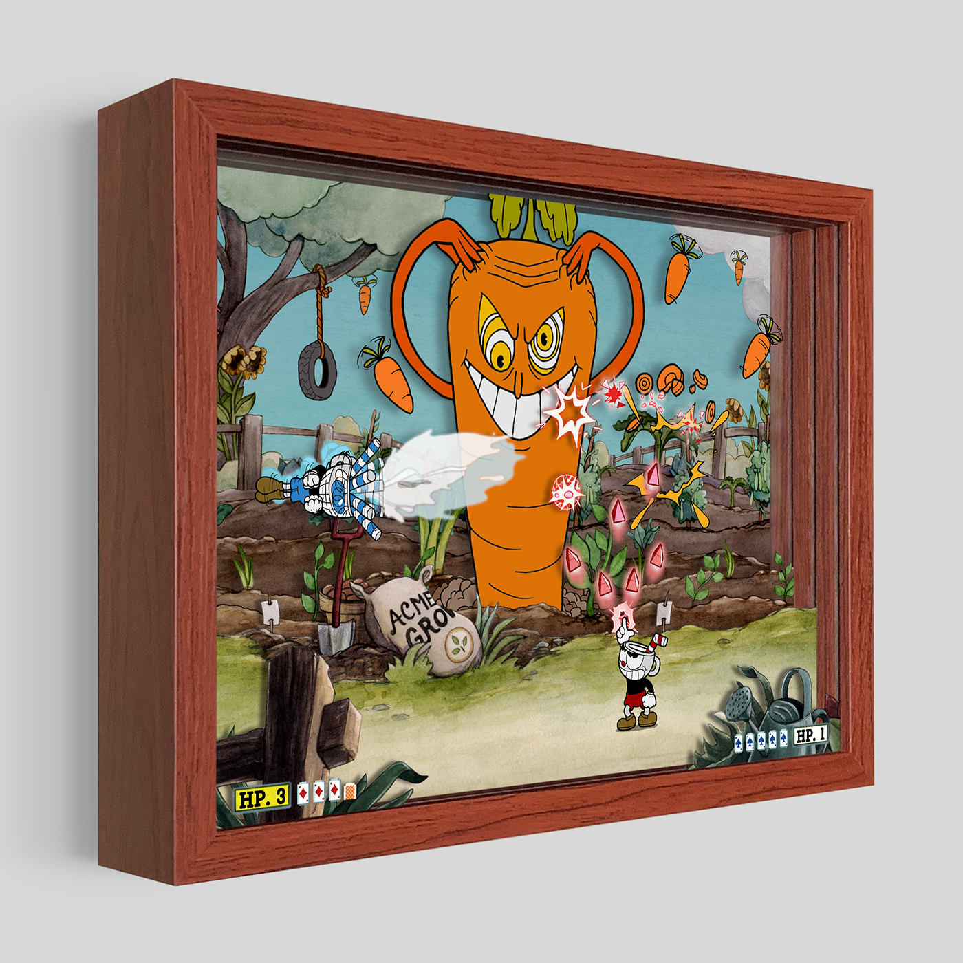 Cuphead Root Pack Shadowbox Art