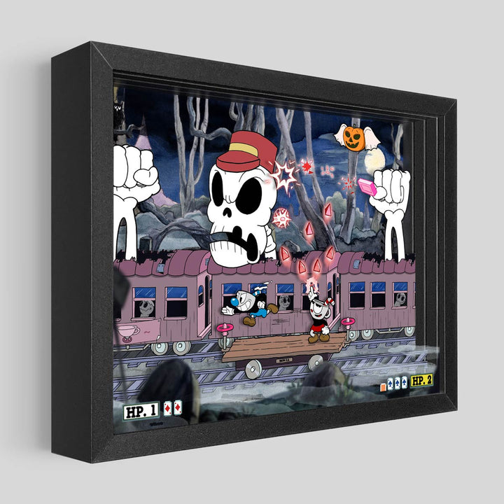 Cuphead Phantom Express Shadowbox Art