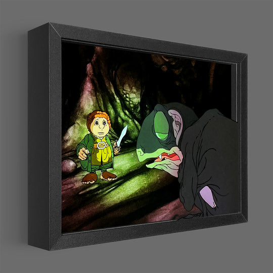 LED Bilbo Meets Gollum Shadowbox Art