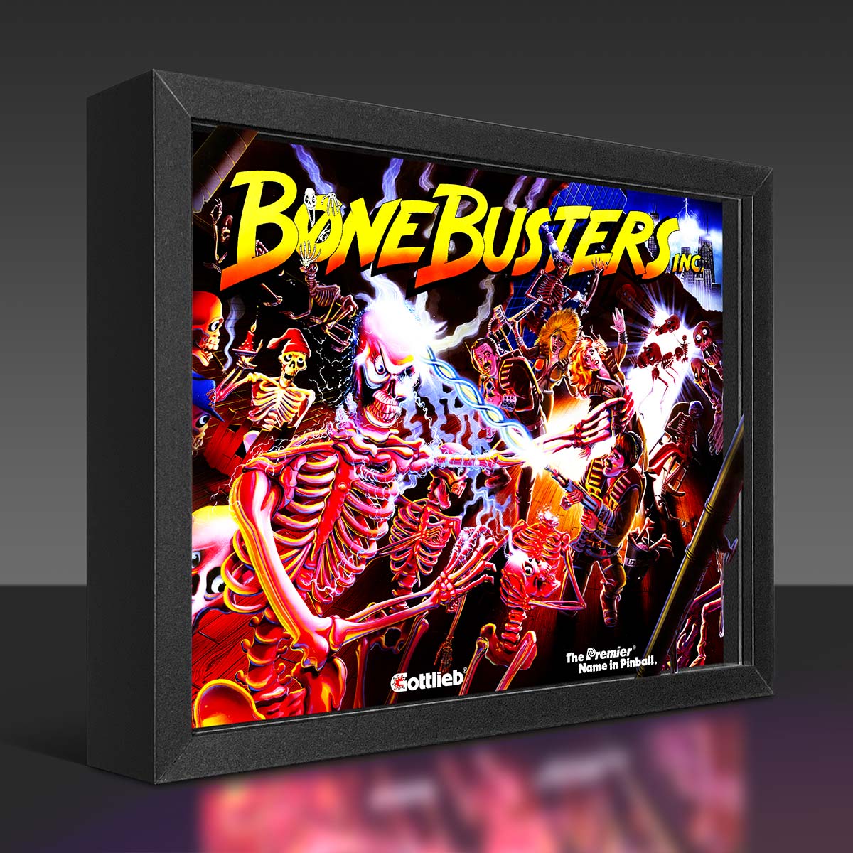 LED Bone Busters Pinball Shadowbox Art