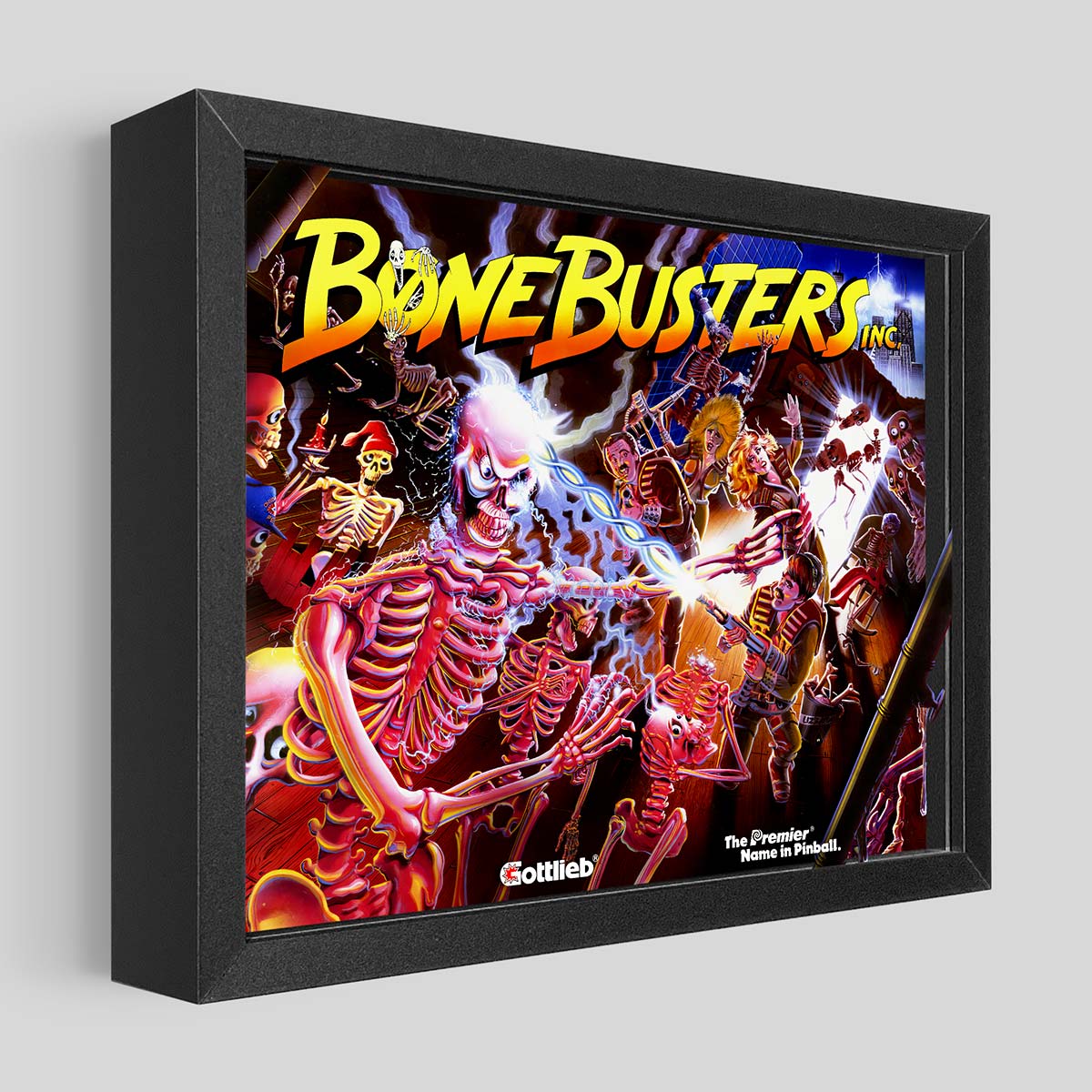 LED Bone Busters Pinball Shadowbox Art