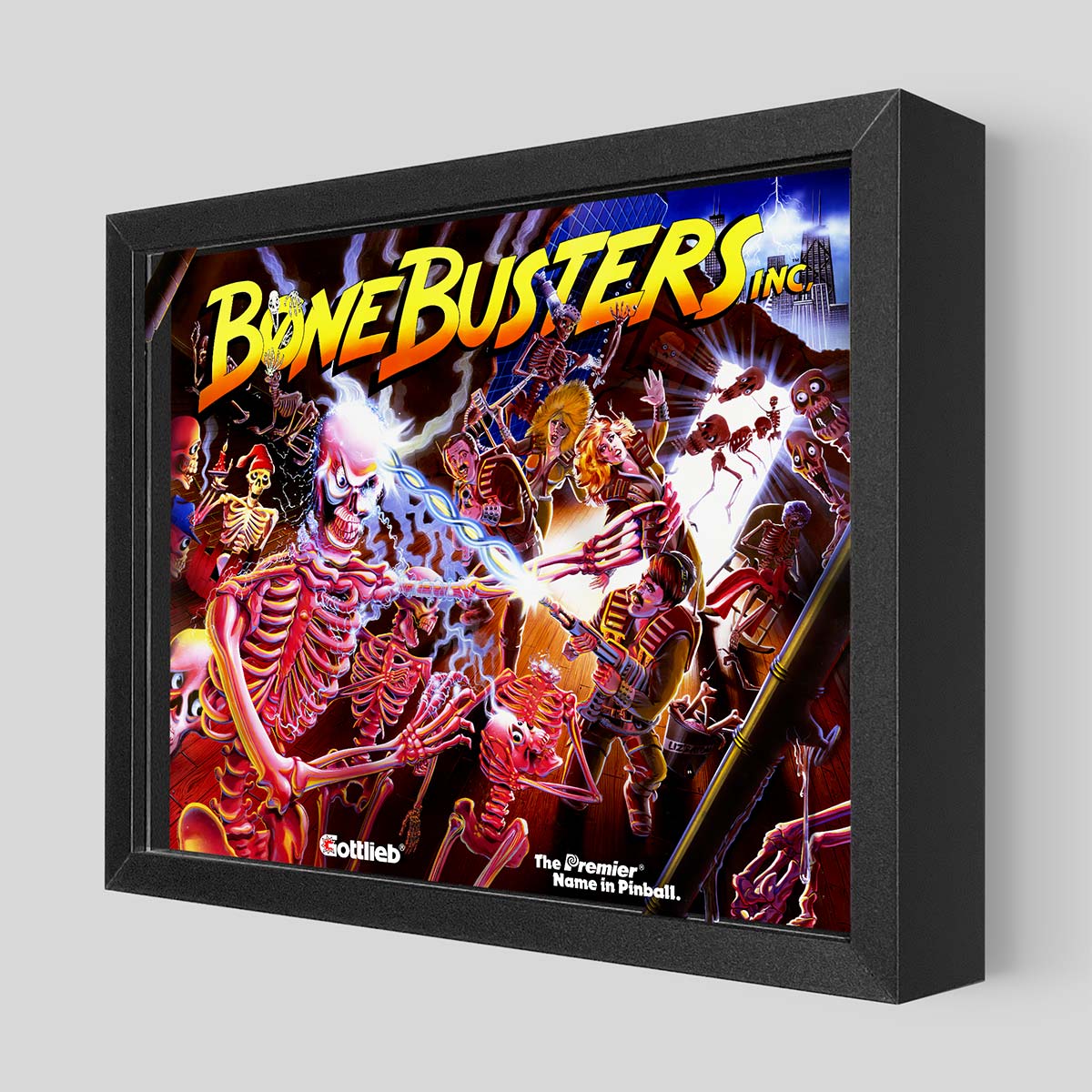 LED Bone Busters Pinball Shadowbox Art