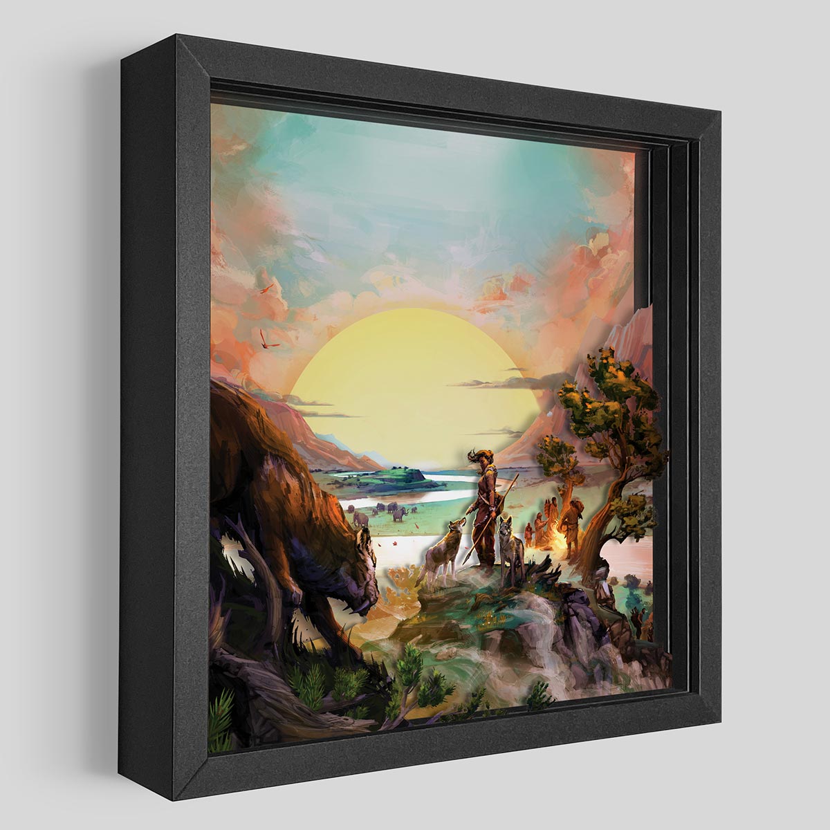 CATAN Dawn of Humankind Shadowbox Art