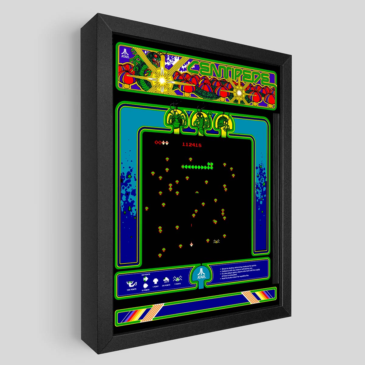 Centipede Arcade Shadowbox Art