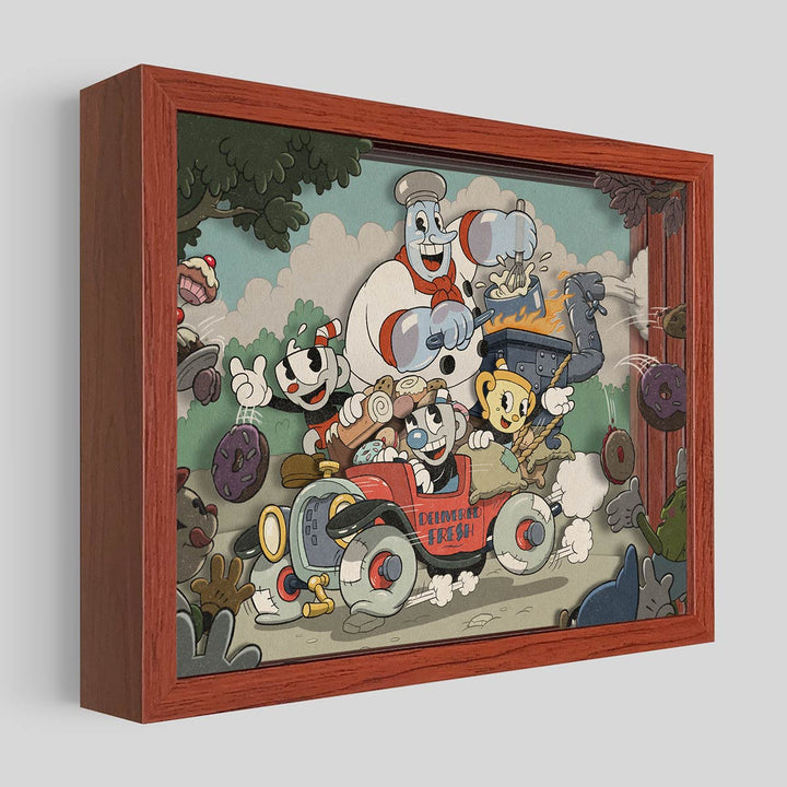 Cuphead Celebration Shadowbox Art