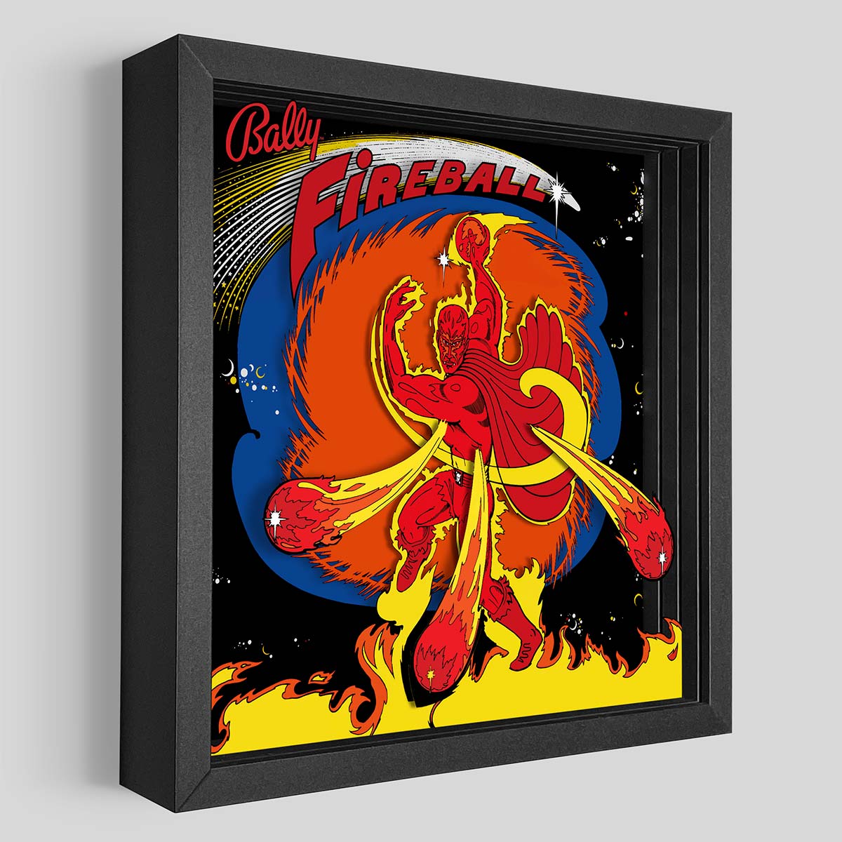 Fireball Pinball Shadowbox Art