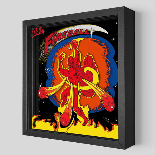 Fireball Pinball Shadowbox Art