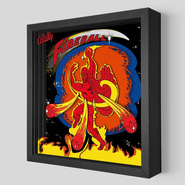 Fireball Pinball Shadowbox Art