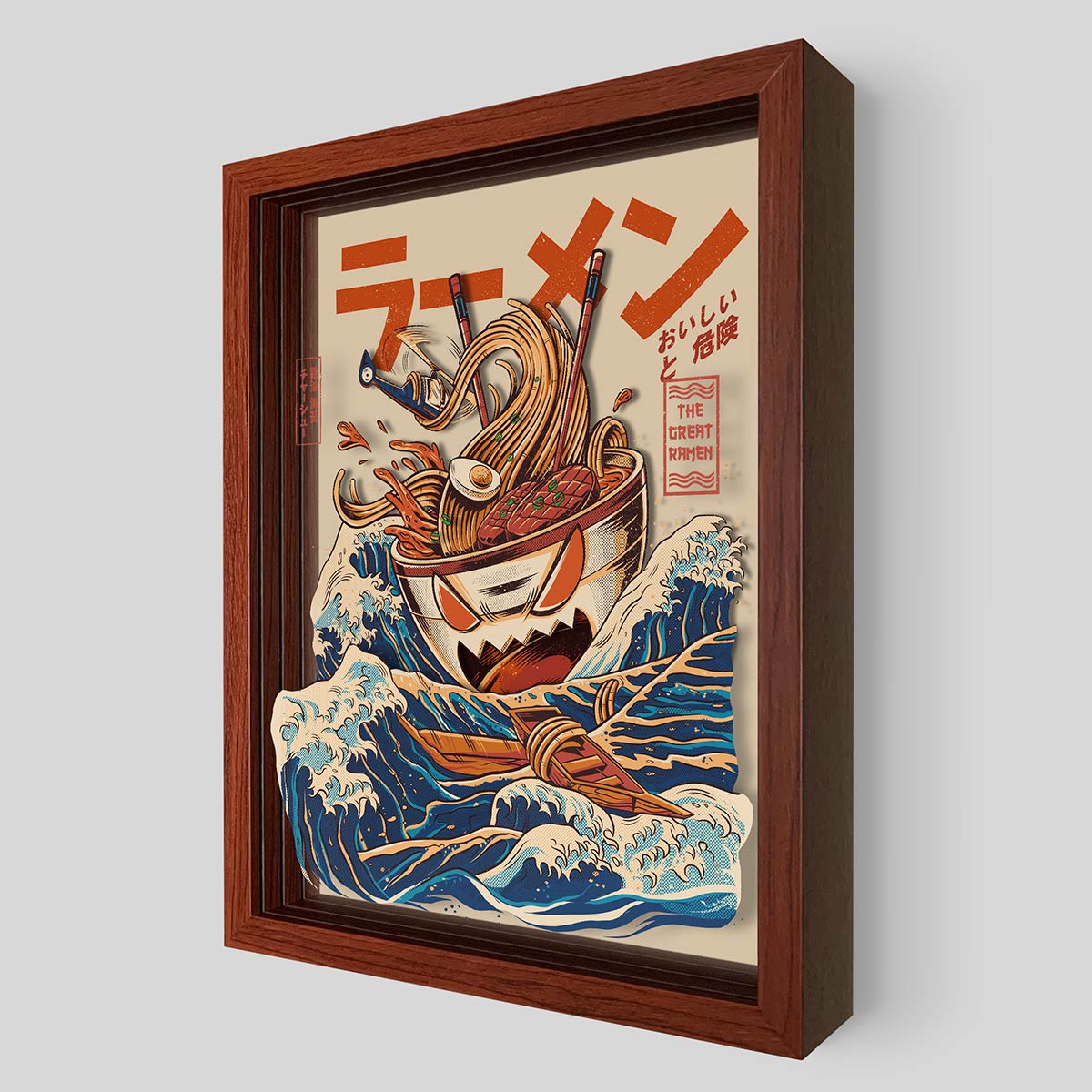 The Great Ramen Off Kanagawa Shadowbox Art