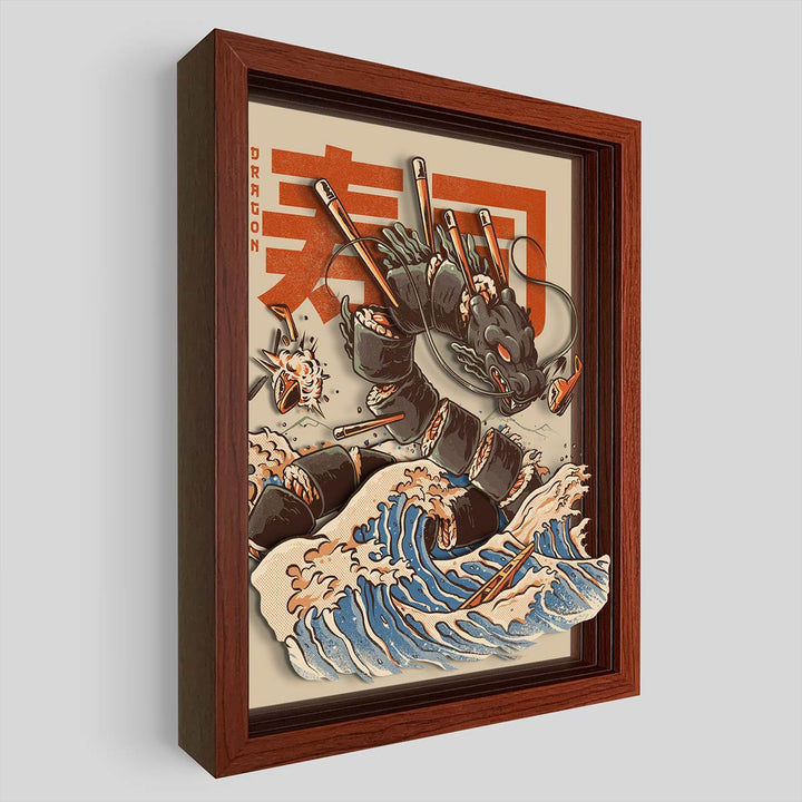 The Great Sushi Dragon Shadowbox Art