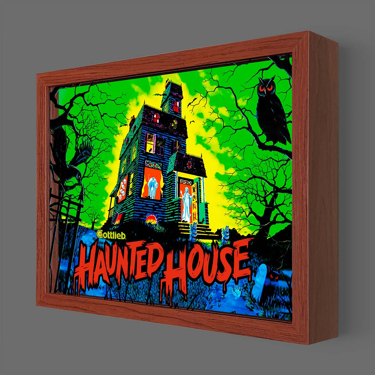 LED Haunted House Pinball Shadowbox Art