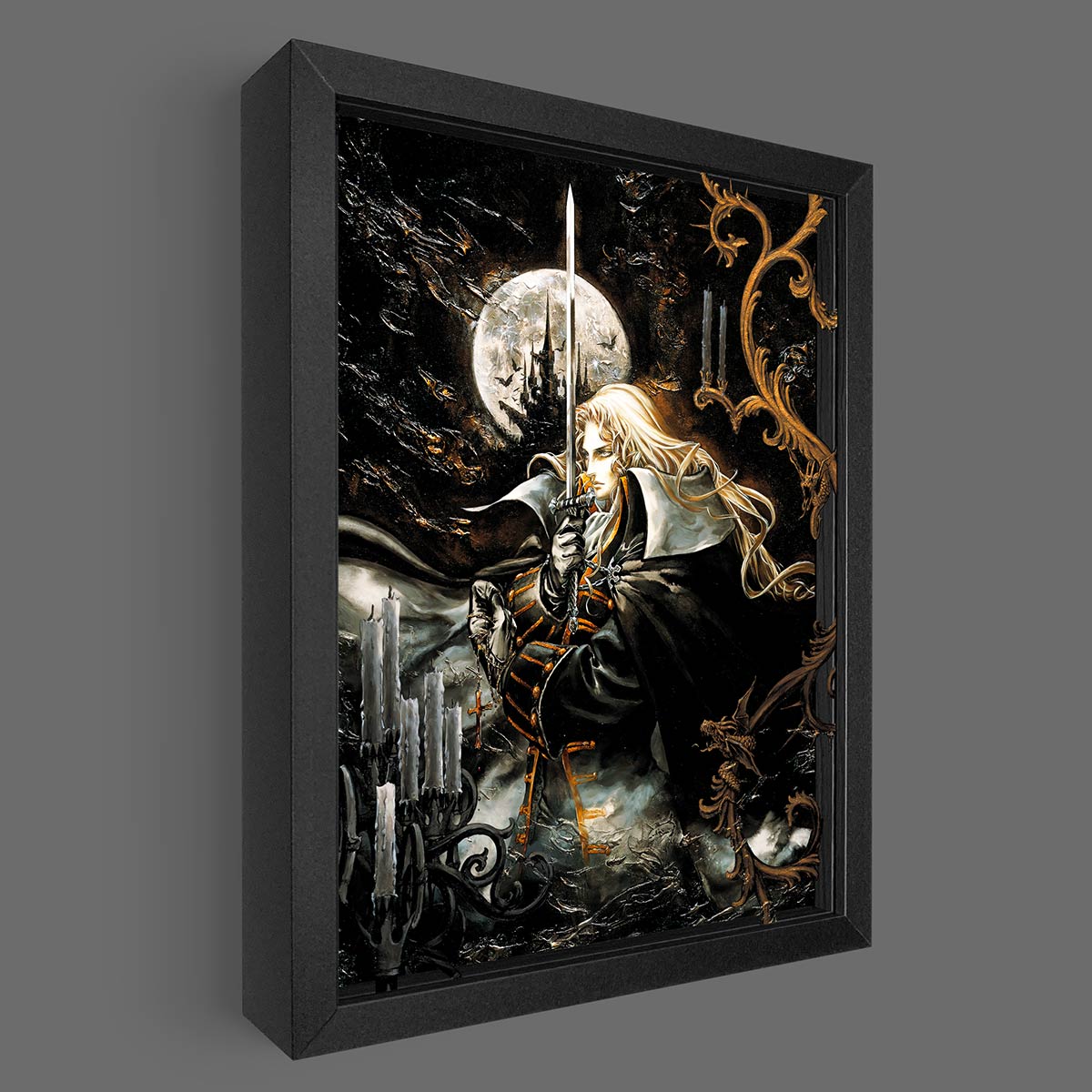 LED Castlevania SOTN Alucard Portrait Shadowbox Art