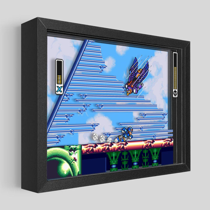 Mega Man X vs Storm Eagle Shadowbox Art