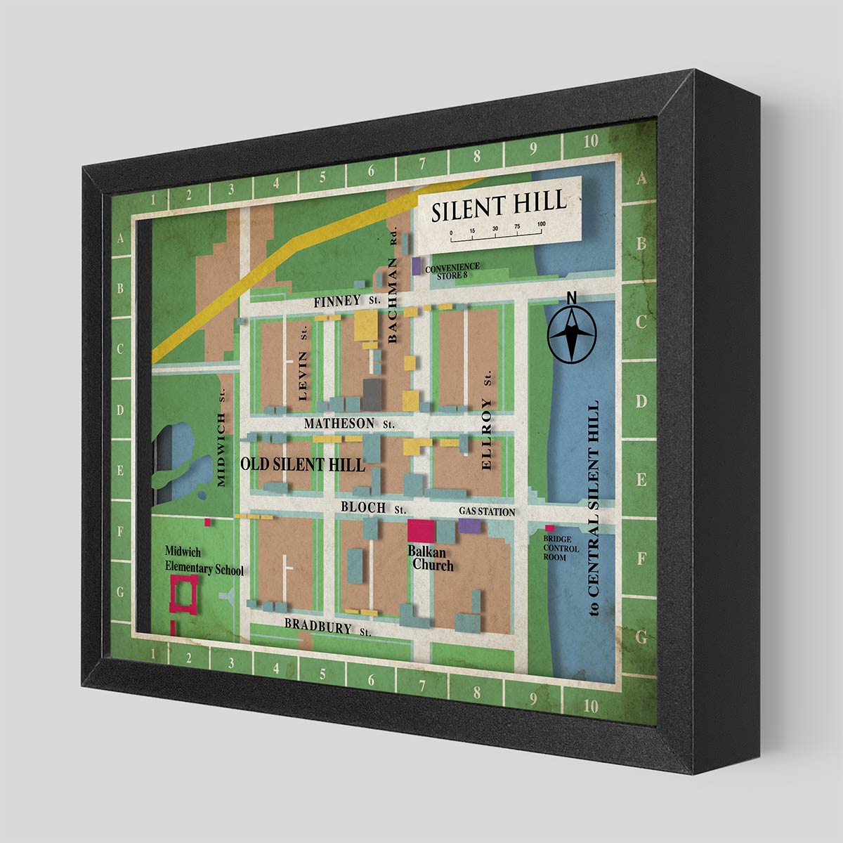 Silent Hill Map Shadowbox Art | Artovision