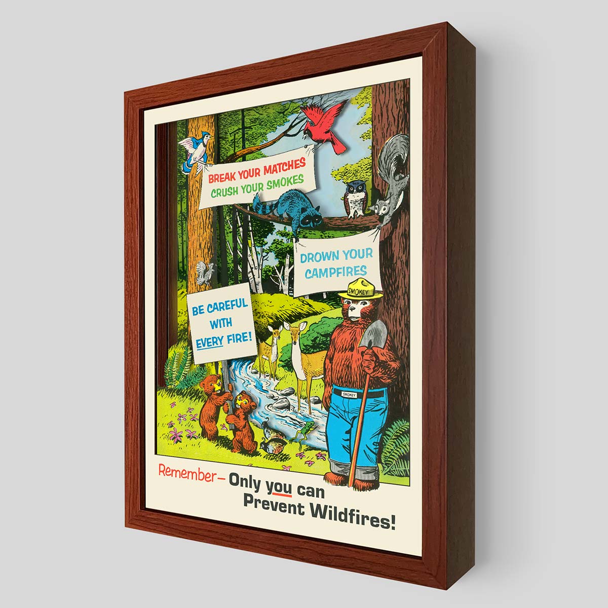 Smokey Bear Forest Shadowbox Art