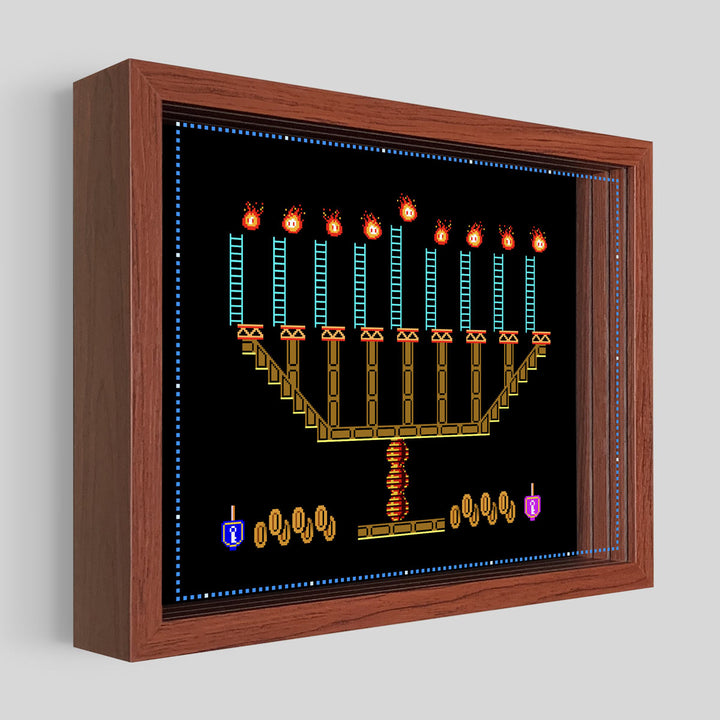 8-Bit Menorah Shadowbox Art