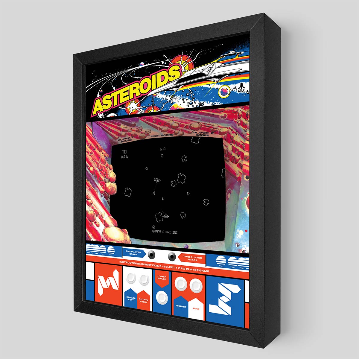 Asteroids Arcade Shadowbox Art