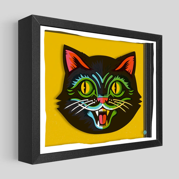 Black Cat Shadowbox Art