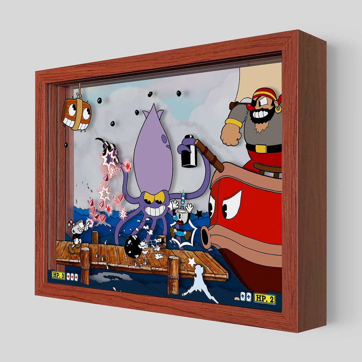 Cuphead Captain Brineybeard Shadowbox Art