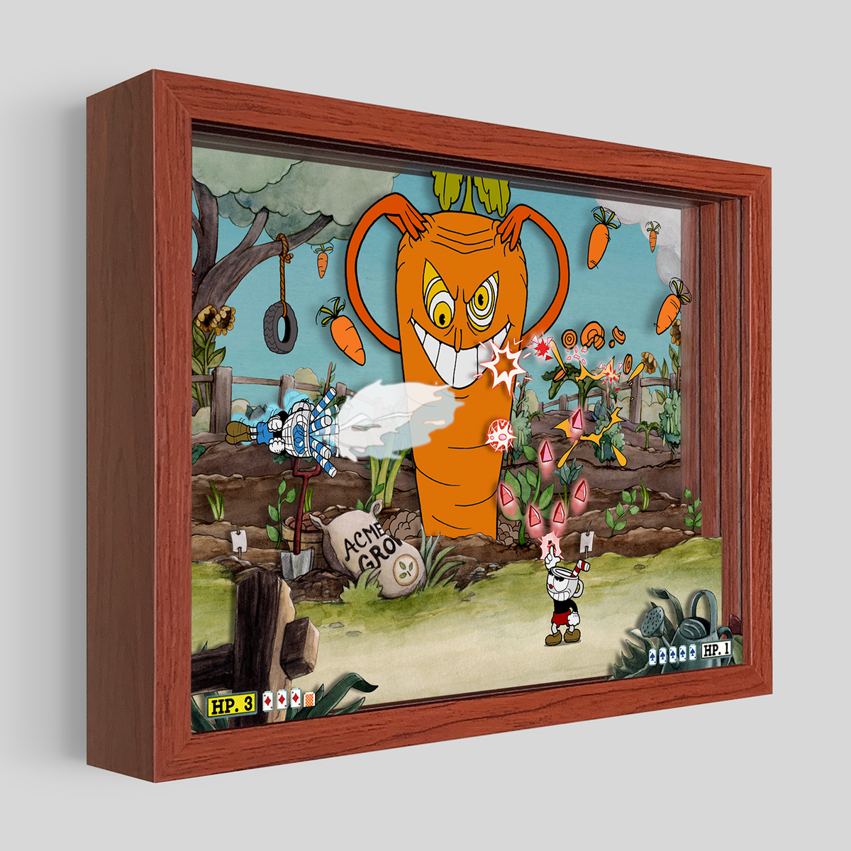 BE:FIRST MEGA CAPSULE ボトル、BFAD円盤、フォトカマナト Cuphead Root Pack Shadowbox Art | Artovision