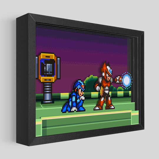 Mega Man Meets Zero Shadowbox Art