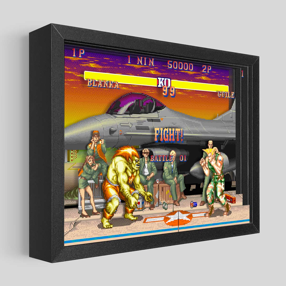 Street Fighter Shadowbox Art - Guile vs. Blanka